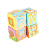 Maxbell Baby Ring Rattle Educational Plush Toy Soft Building Blocks Cube Cloth 9cm