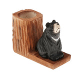 Max Creative Solid Wood Carving Animal Pen Holder Collection Gift Black Bear