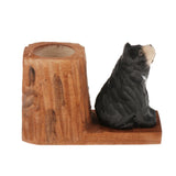 Max Creative Solid Wood Carving Animal Pen Holder Collection Gift Black Bear
