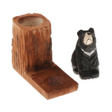 Max Creative Solid Wood Carving Animal Pen Holder Collection Gift Black Bear