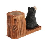 Max Creative Solid Wood Carving Animal Pen Holder Collection Gift Black Bear