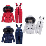 Children Winter Hooded Duck Down Jacket + Trousers Snowsuit White - XL