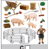 Max Simulation Plastic Farm Animals Model Series with Fence Kids Pretend Toys