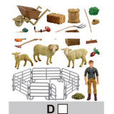 Max Simulation Plastic Farm Animals Model Series with Fence Kids Pretend Toys