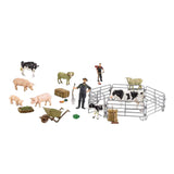 Max Simulation Plastic Farm Animals Model Series with Fence Kids Pretend Toys