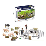 Max Simulation Plastic Farm Animals Model Series with Fence Kids Pretend Toys