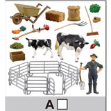 Max Simulation Plastic Farm Animals Model Series with Fence Kids Pretend Toys