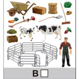 Max Simulation Plastic Farm Animals Model Series with Fence Kids Pretend Toys