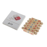 Max 5x Wooden Reading Blocks w/ Cards Educational Alphabet STEM & Montessori Toy