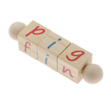 Max 5x Wooden Reading Blocks w/ Cards Educational Alphabet STEM & Montessori Toy