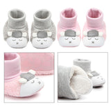 Newborn Cartoon Lamb Soft Plush Booties for 0-15 Months Baby Gray 11.5cm