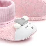 Newborn Cartoon Lamb Soft Plush Booties for 0-15 Months Baby Pink 11.5cm