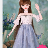 Max Maxb 1/3 BJD Girl Dolls Handmade Clothes DIY Dress up Strapless Blue Dress