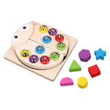 Max 1 Set Wooden Magnetic Catching Ladybug Puzzle Development Fishing Game Toy