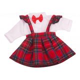 Max For 18in American Doll Plaid Skirt Shirt Suit Doll Costume Outfit Soft Light Red