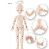 Maxbell 21 Jointed Female Doll Body Part for 28cm BJD Doll Replacements Brown