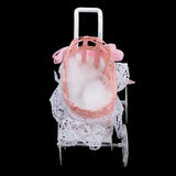 Maxbell 1/12 Dollhouse Minaiture Metal Cart for Room Furniture Accessory Pink