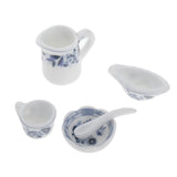 Maxbell 27Pcs 1:12 Scale Dollhouse Miniature Cup Dish Pot Tableware Set Toys Blue