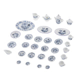 Maxbell 27Pcs 1:12 Scale Dollhouse Miniature Cup Dish Pot Tableware Set Toys Blue
