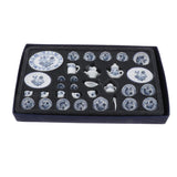 Maxbell 27Pcs 1:12 Scale Dollhouse Miniature Cup Dish Pot Tableware Set Toys Blue