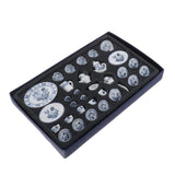Maxbell 27Pcs 1:12 Scale Dollhouse Miniature Cup Dish Pot Tableware Set Toys Blue