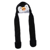 Maxbell Cartoon Kids Adults Winter Fuzzy Animal Hat Scarf Gloves Penguin