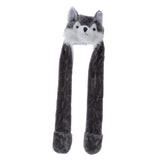 Maxbell Cartoon Kids Adults Winter Fuzzy Animal Hat Scarf Gloves Husky