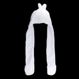 Maxbell Cartoon Kids Adults Winter Fuzzy Animal Hat Scarf Gloves White Rabbit