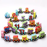 Max Wooden Magnetic Train Carrige Cars Kids Toy Mini Vehicles Gift numbers
