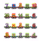 Max Wooden Magnetic Train Carrige Cars Kids Toy Mini Vehicles Gift numbers