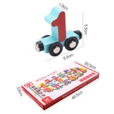 Max Wooden Magnetic Train Carrige Cars Kids Toy Mini Vehicles Gift numbers