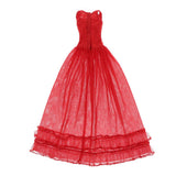Max Maxb Lace Tulle Bridesmaid Dress Party Evening Dance Gown for 1/3 BJD Dolls Red