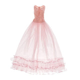 Maxbell Lace Tulle Bridesmaid Dress Party Evening Dance Gown for 1/3 BJD Dolls Pink