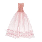 Maxbell Lace Tulle Bridesmaid Dress Party Evening Dance Gown for 1/3 BJD Dolls Pink