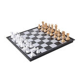 Maxbell Folding Plastic Standard Travel International Chess Game Board Set Golden