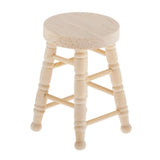 Maxbell 1:12 Dollhouse Miniature Furniture Wood Round Stool Barstool Footstool