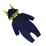 Maxbell 1pc Rabbit Climbing Clothes Unisex Baby Newborn Romper Cotton Zipper New dark blue 73