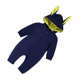 Maxbell 1pc Rabbit Climbing Clothes Unisex Baby Newborn Romper Cotton Zipper New dark blue 73