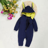 Maxbell 1pc Rabbit Climbing Clothes Unisex Baby Newborn Romper Cotton Zipper New dark blue 90