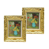 Maxbell 1:12 Dollhouse Gold Picture Frame Miniature Daisy Women Decor Accessory A