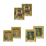 Maxbell 2pcs 1:12 Dollhouse Gold Picture Frame Decor Accessories Self-portrait