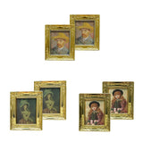 Maxbell 2pcs 1:12 Dollhouse Gold Picture Frame Decor Accessories Self-portrait