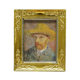 Maxbell 2pcs 1:12 Dollhouse Gold Picture Frame Decor Accessories Self-portrait