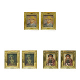 Maxbell 2pcs 1:12 Dollhouse Gold Picture Frame Decor Accessories Self-portrait