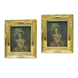 Maxbell 2pcs 1:12 Dollhouse Gold Picture Frame Decor Accessories Lady