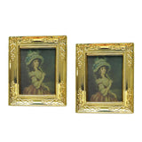 Maxbell 2pcs 1:12 Dollhouse Gold Picture Frame Decor Accessories Lady