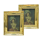 Maxbell 2pcs 1:12 Dollhouse Gold Picture Frame Decor Accessories Lady