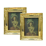 Maxbell 2pcs 1:12 Dollhouse Gold Picture Frame Decor Accessories Lady
