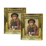 Maxbell 2pcs 1:12 Dollhouse Gold Picture Frame Decor Accessories Girl
