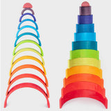 Maxbell 12x Wooden Rainbow Blocks Arch Stacking Nesting Kids Hand-Eye Puzzle Toy A